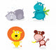 Cute safari animals set - hippo, rhino, lion and monkey Wall Decal