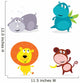 Cute safari animals set - hippo, rhino, lion and monkey Wall Decal