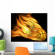 Basketball on Flames Wall Mural