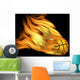 Basketball on Flames Wall Mural