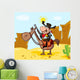 Western Sheriff On Horseback In Front Western Landscape Wall Mural