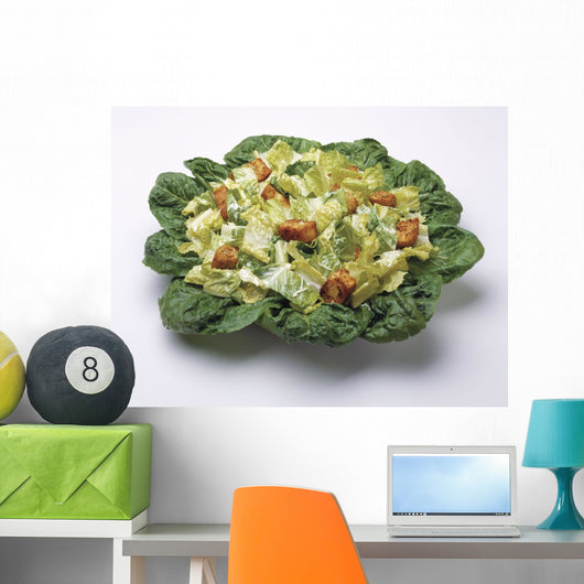 Food - Caesar salad prepared with Romaine lettuce Wall Mural