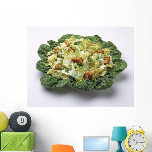Food - Caesar salad prepared with Romaine lettuce Wall Mural