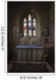 Stained glass windows and a table surrounded with candles in a church Wall Mural
