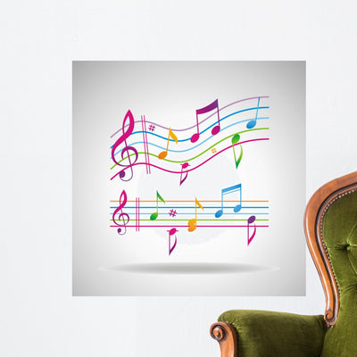 Colorful Music Wall Decal shown on a wall