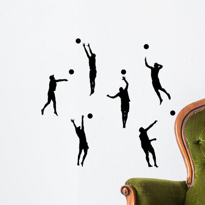 Beach Volleyball Silhouettes Wall Decal shown on a wall