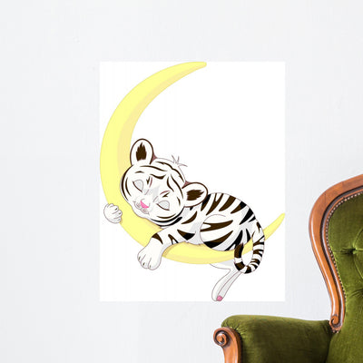 Cute White Tiger Cub shown on a wall