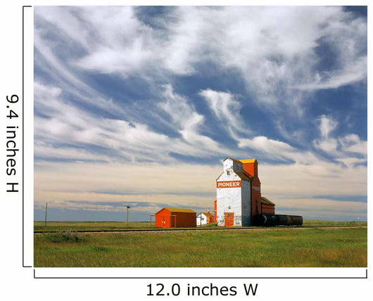 Inland grain terminal with railway in the prairies Wall Mural