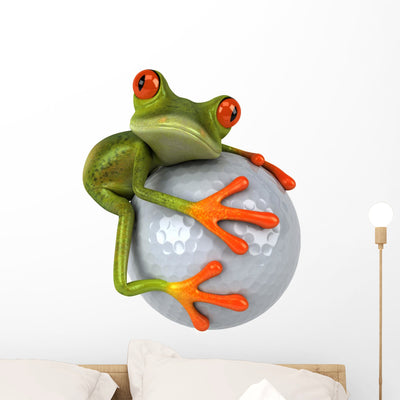 Frog and Golf Wall Decal shown on a wall