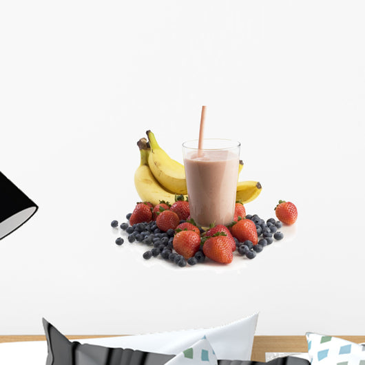 Smoothie in a Glass Surrounded by Fruit Wall Decal