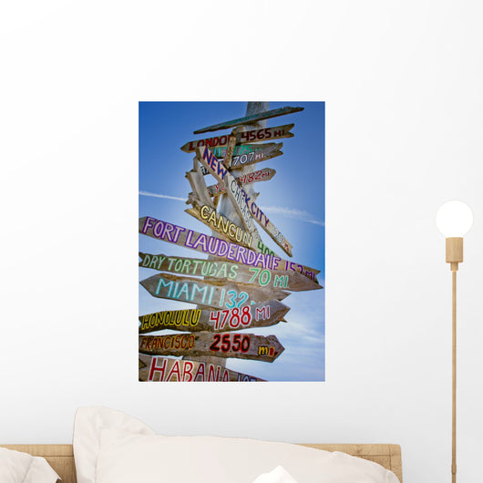 Key West Hollidays Tropic Sign Km Distances Wall Mural