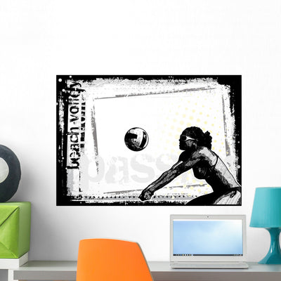Horizontal Volleyball Poster Wall Mural shown on a wall