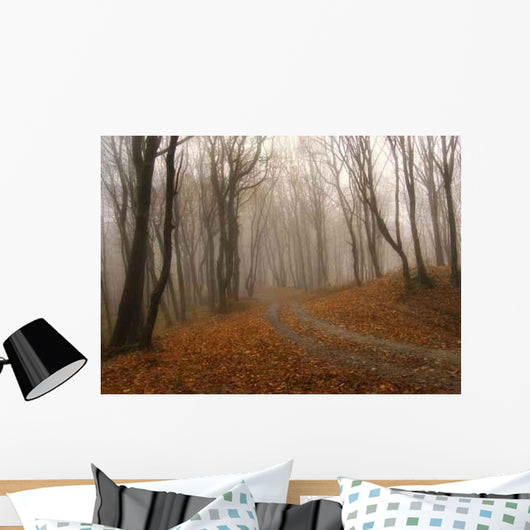 Fog Colorful Forest Autumn Wall Decal