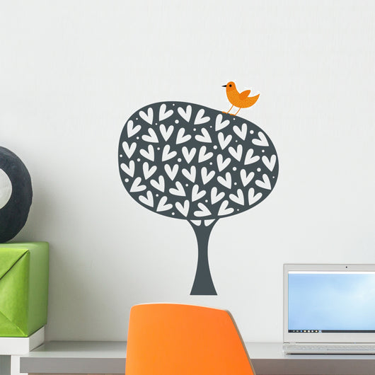 bird and tree wallpaper design Wall Decal