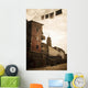 Long exposure of clothing drying on a clothesline moving Wall Mural