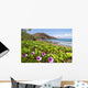Beach morning glory with Pu'u O'lai in background Wall Mural