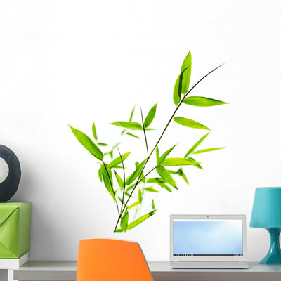 Bamboo Leaves Wall Decal shown on a wall