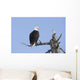 An eagle up on the top of a dead tree against a blue sky Wall Mural