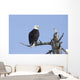An eagle up on the top of a dead tree against a blue sky Wall Mural