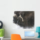 A pair of captive muskox cows stand Wall Mural