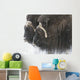 A pair of captive muskox cows stand Wall Mural