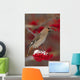 Bohemian Waxwing perches to eat Wall Mural