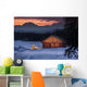 Log cabin with Christmas tree and decorations Wall Mural