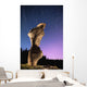 Light painting on monolith and star trails Wall Mural
