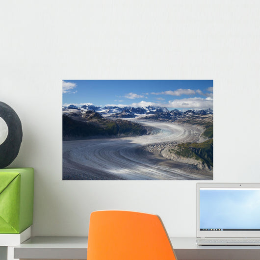 Aerial view of a meandering glacier within Lake Clark Pass Wall Mural