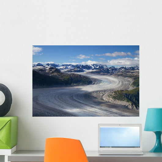 Aerial view of a meandering glacier within Lake Clark Pass Wall Mural