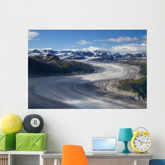 Aerial view of a meandering glacier within Lake Clark Pass Wall Mural