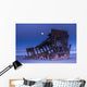The moon sets over the wreck of the Peter Iredale Wall Mural