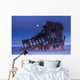The moon sets over the wreck of the Peter Iredale Wall Mural