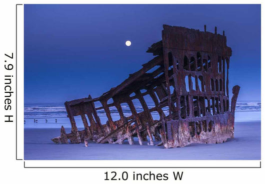 The moon sets over the wreck of the Peter Iredale Wall Mural