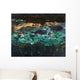 Painting of a pond with lily pads and water lilies Wall Mural