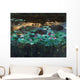 Painting of a pond with lily pads and water lilies Wall Mural
