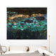 Painting of a pond with lily pads and water lilies Wall Mural
