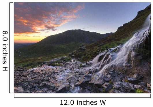 Scenic sunset view of a waterfall at Summit Lake State Recreation Site Wall Mural