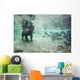 Underwater view of Coastal Brown Bear fishing for spawning salmon Wall Mural