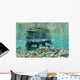 Underwater view of Coastal Brown Bear wading Wall Mural