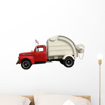 Trash Truck Wall Decal shown on a wall