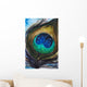 Artwork showing the detail of a colourful bird feather Wall Mural