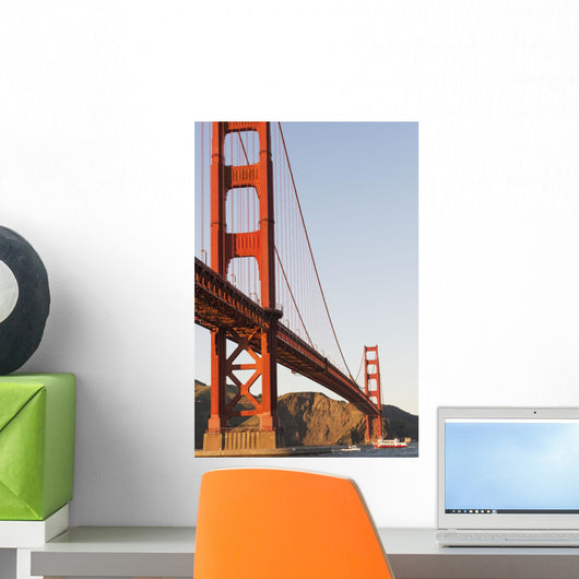 Tour boats cross under Golden Gate Bridge, viewed Wall Mural