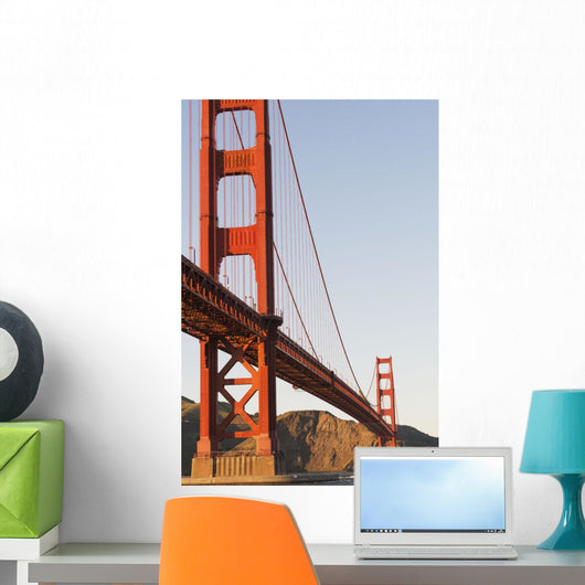 Tour boats cross under Golden Gate Bridge, viewed Wall Mural