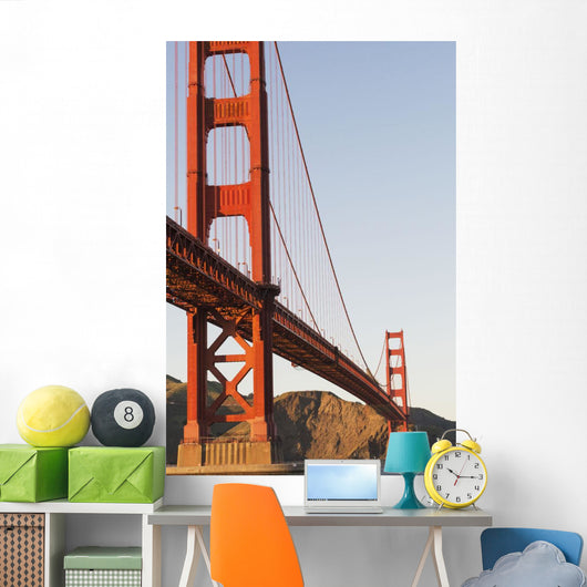 Tour boats cross under Golden Gate Bridge, viewed Wall Mural