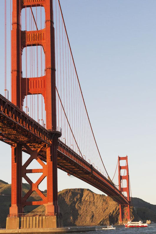Tour boats cross under Golden Gate Bridge, viewed Wall Mural
