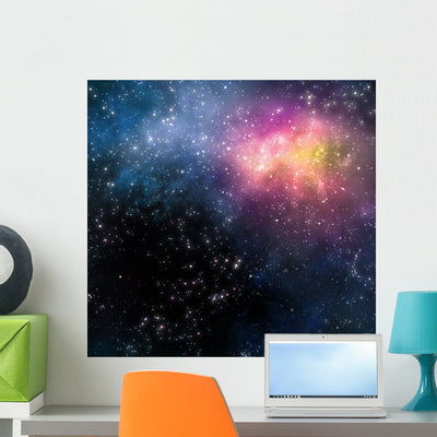 Starry Deep Outer Space Wall Mural shown on a wall