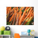 Green plastic baskets with freshly picked organic carrots for sale Wall Mural
