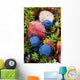 Close up of blueberries amongst fall tundra plants and leaves Wall Mural