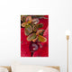 Macro of cranberries and deep red-orange leaves in the background Wall Mural